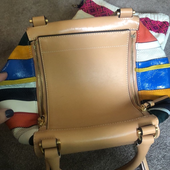 Tory Burch Half-Moon Balloon Stripe Satchel - Picture 3 of 12